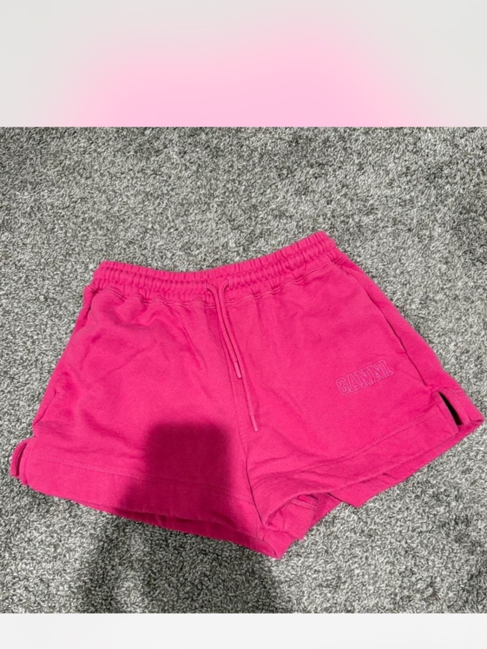 Ganni Hot Pink Jersey Drawstring Athletic Shorts